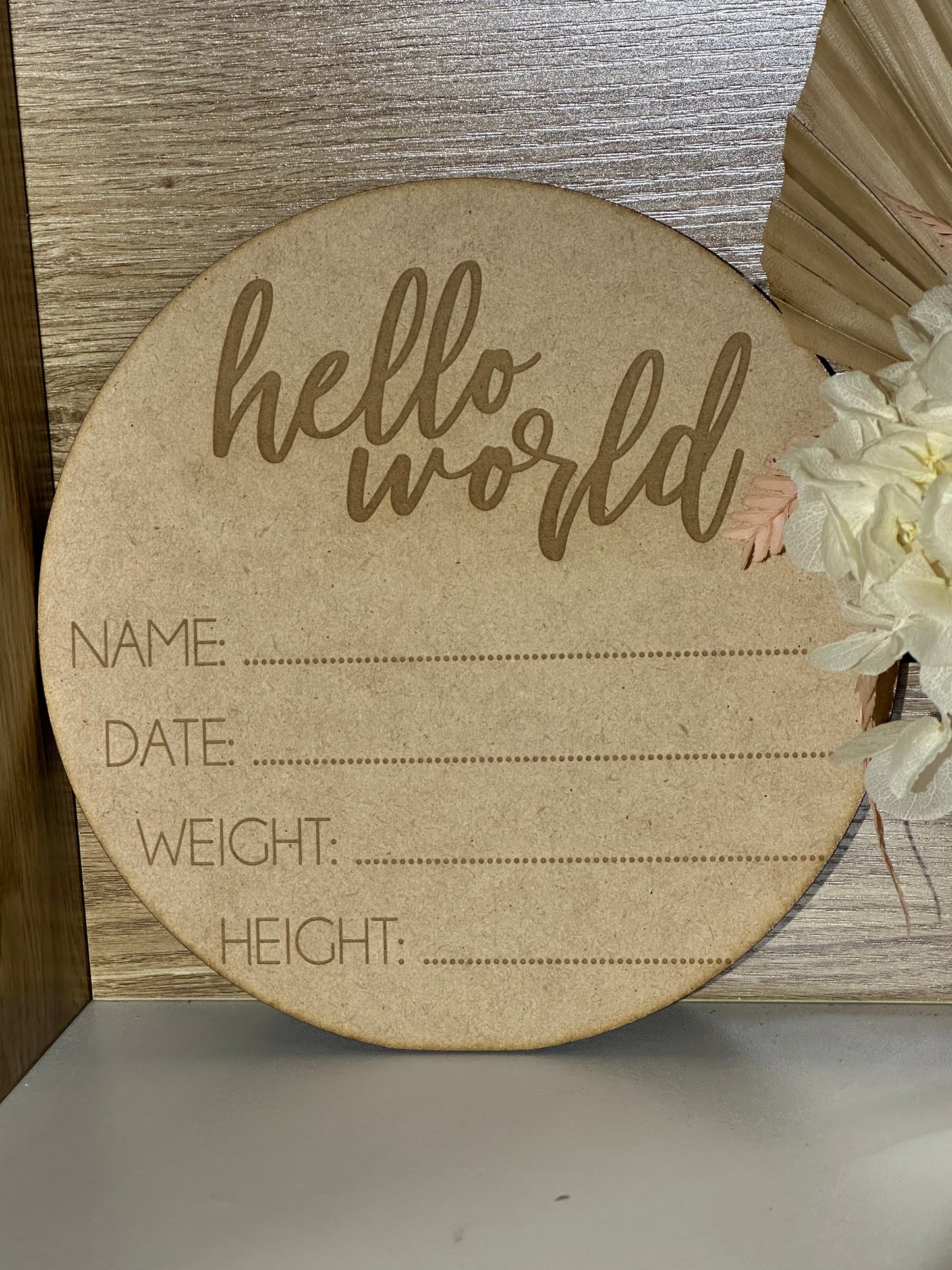 Personalised Acrylic - “Hello World” Birth Announcement Plaque