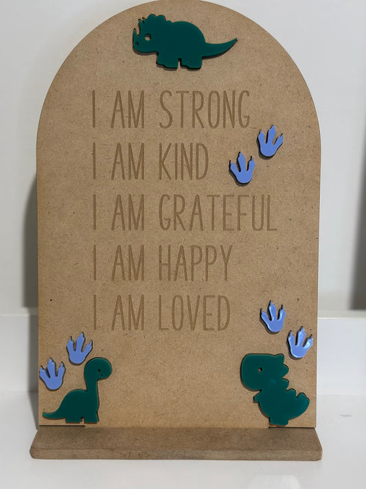 Dino Affirmation Plaque: Big Roars, Big Confidence!